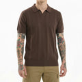 METTLE Men Coffee Striped Polo Collar T-shirt