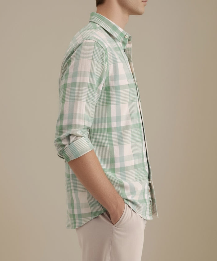 METTLE Men Fern Checked Casual Shirt