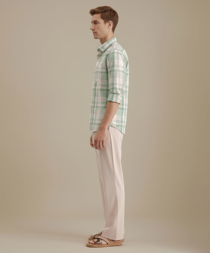 METTLE Men Fern Checked Casual Shirt