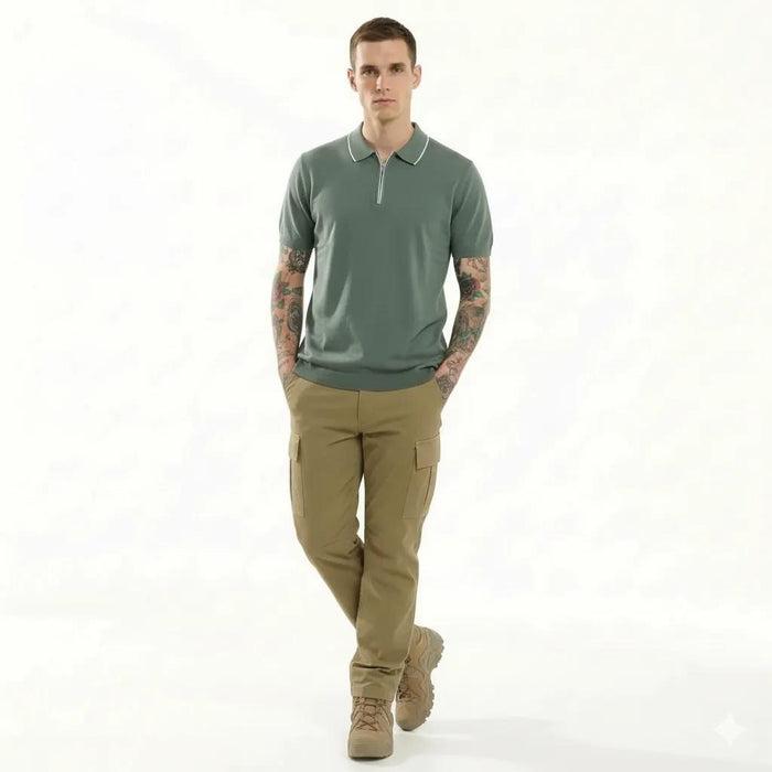 METTLE Men Fern Polo Collar T-shirt