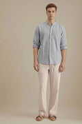 Mettle Men Grey Casual Solid Polo Neck Shirt