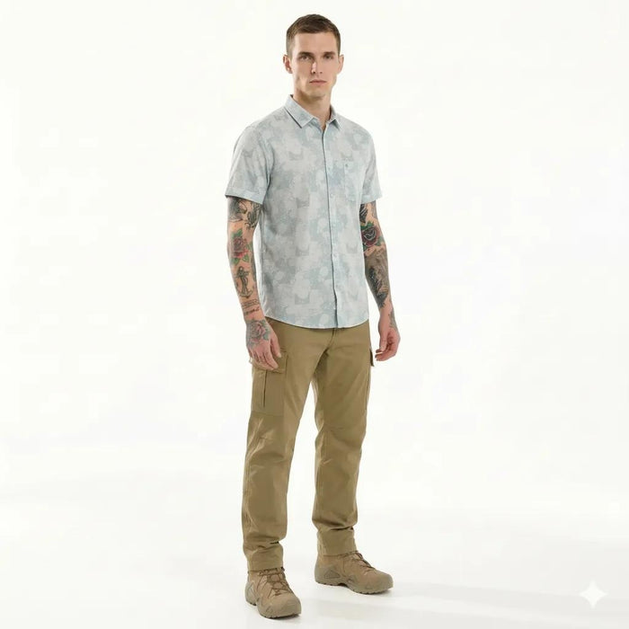 METTLE Men Light Teal Colourblocked Casual Shirt