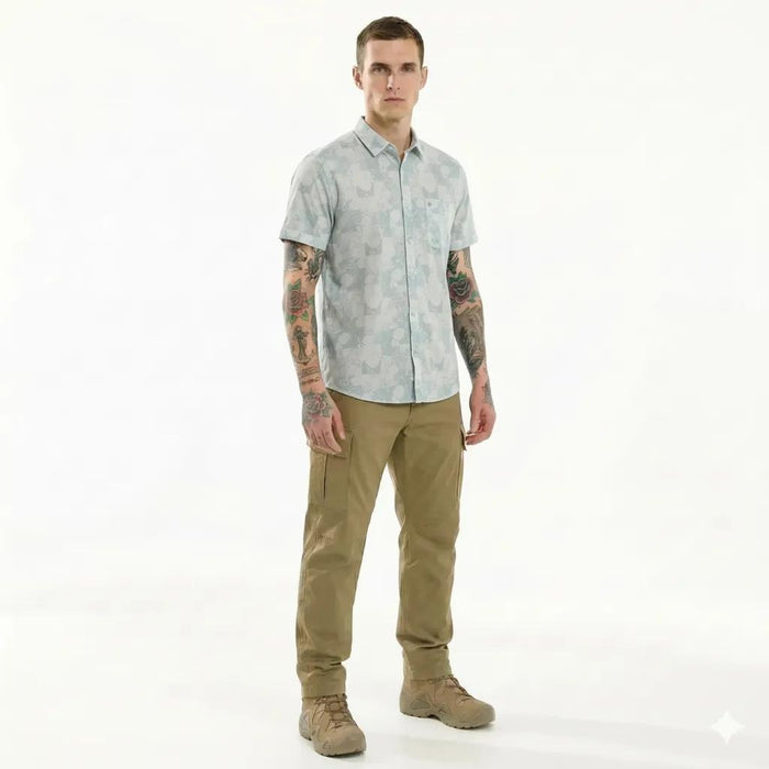 METTLE Men Light Teal Colourblocked Casual Shirt