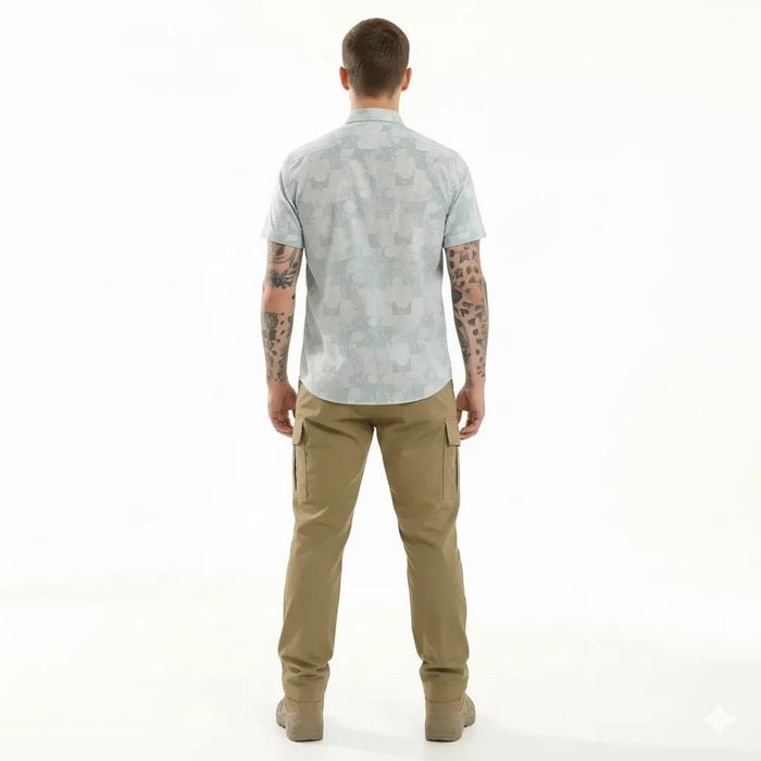 METTLE Men Light Teal Colourblocked Casual Shirt