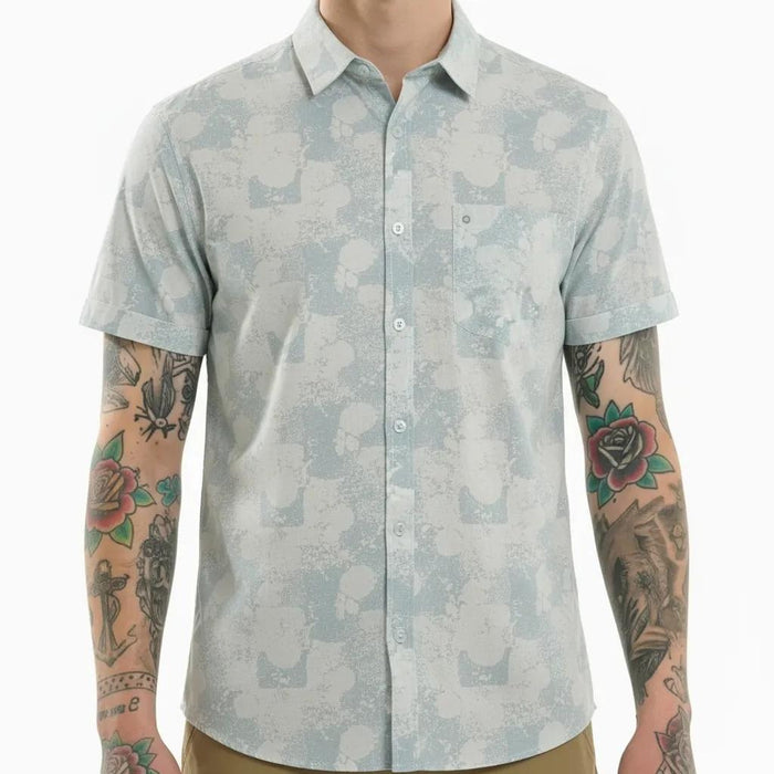 METTLE Men Light Teal Colourblocked Casual Shirt