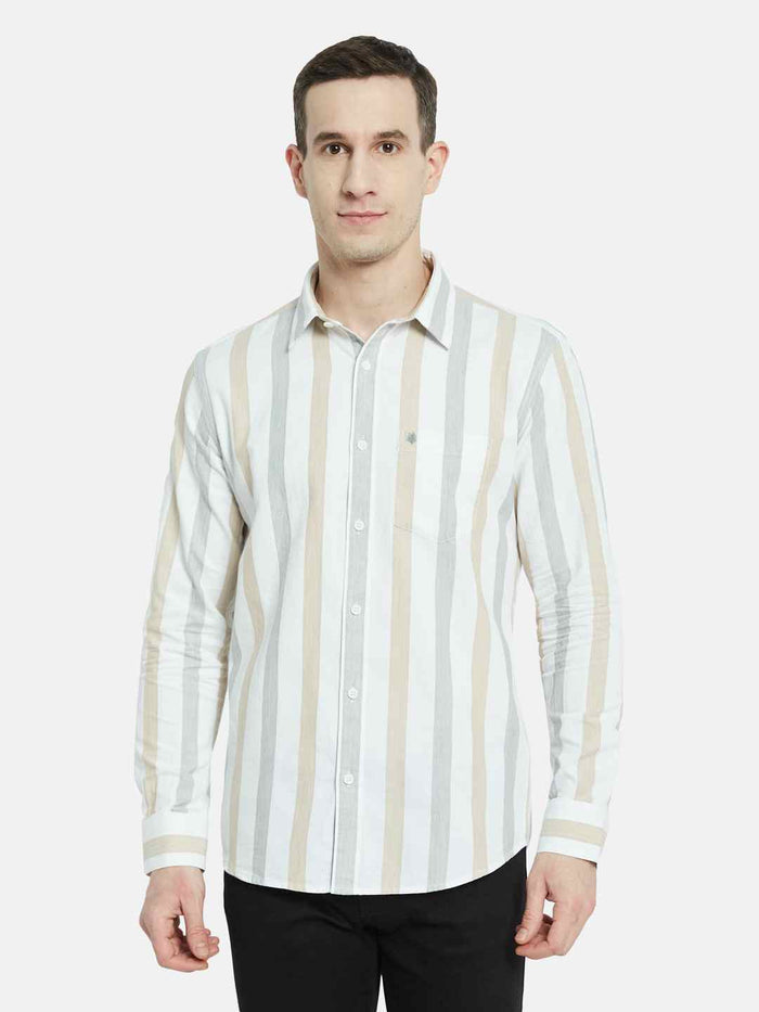 METTLE Men Multi Stripes Opaque Striped Casual Shirt