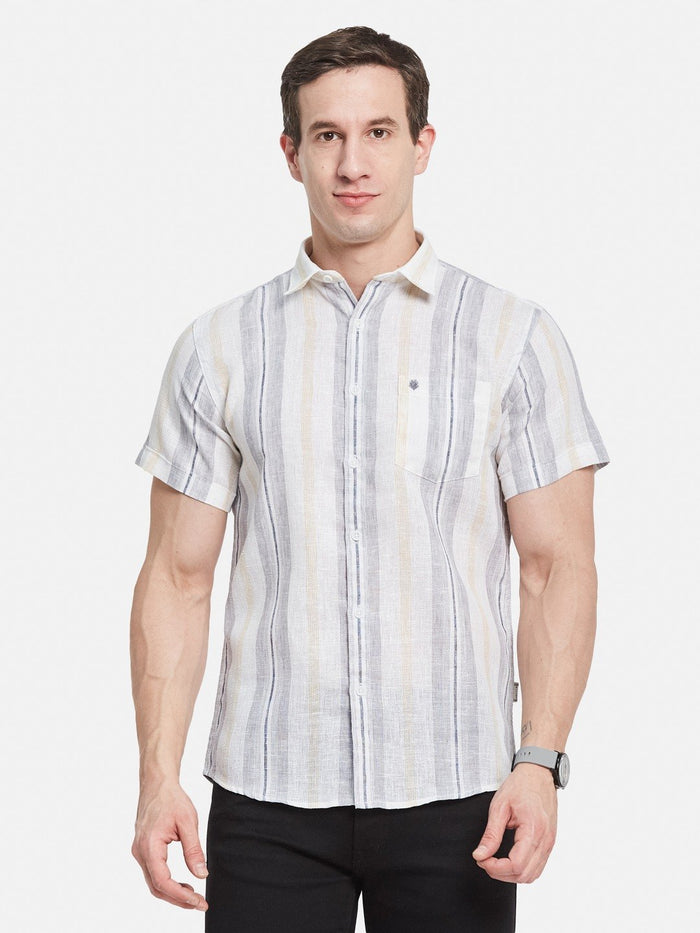 METTLE Men Multi Stripes Opaque Striped Casual Shirt