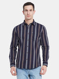 METTLE Men Multi Stripes Opaque Striped Casual Shirt