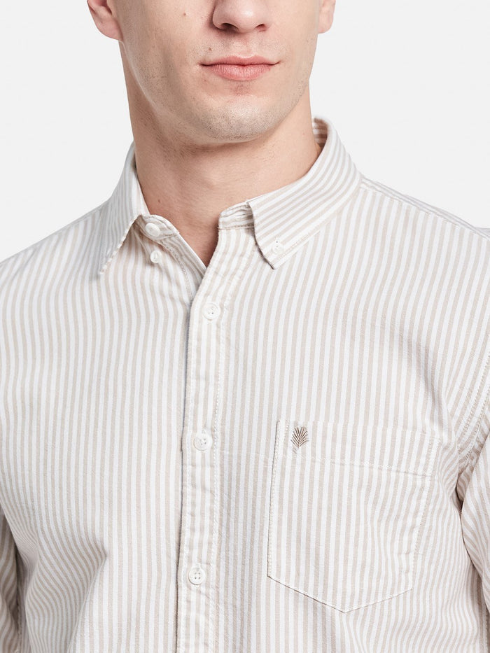 METTLE Men Multi Stripes Opaque Striped Casual Shirt