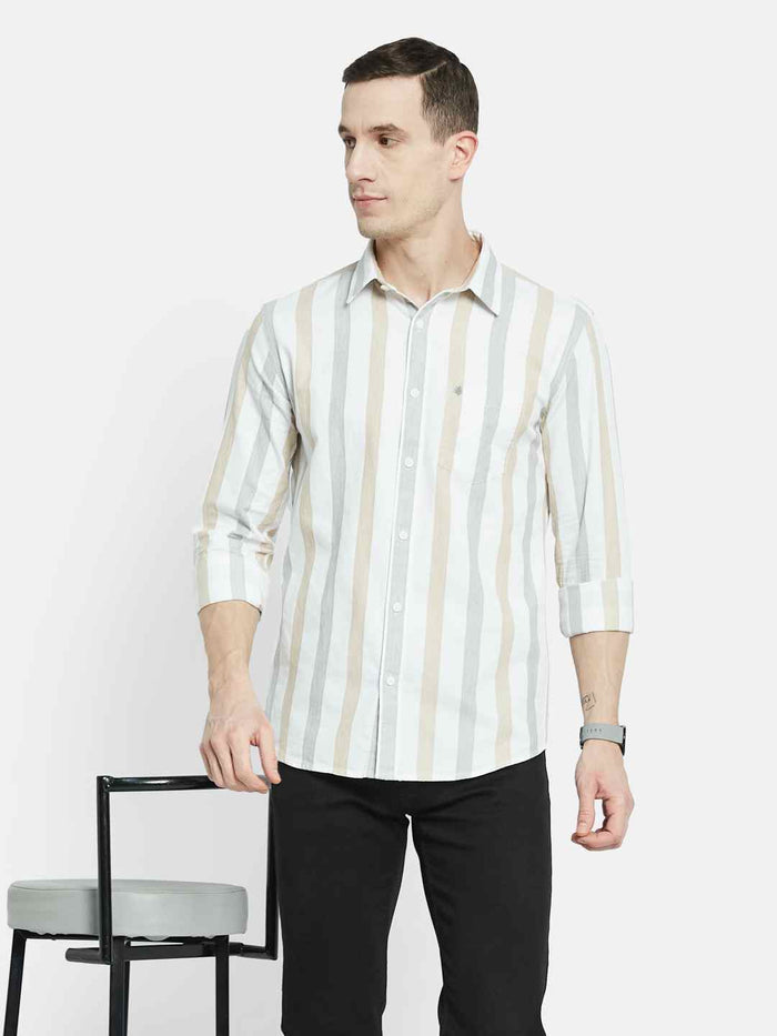 METTLE Men Multi Stripes Opaque Striped Casual Shirt