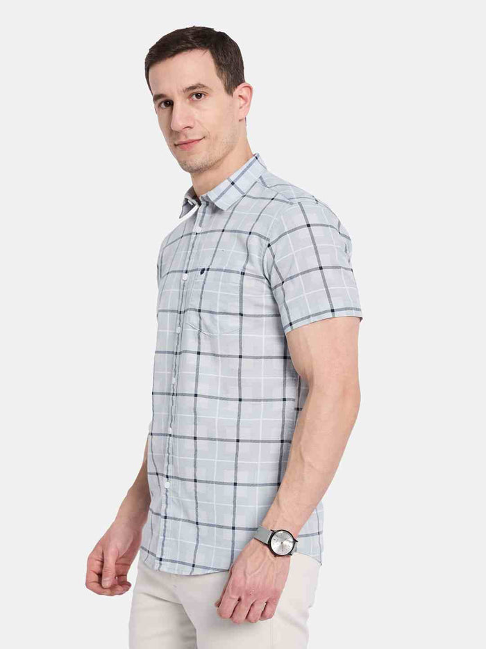 METTLE Men Opaque Checked Casual Shirt