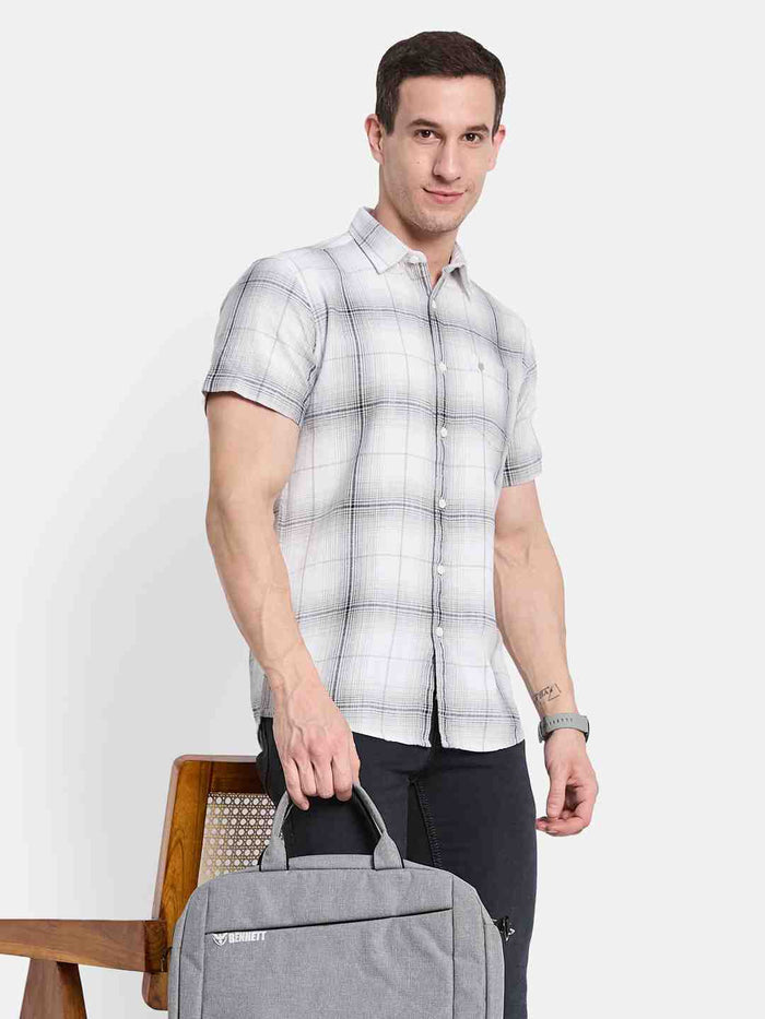 METTLE Men Opaque Checked Casual Shirt