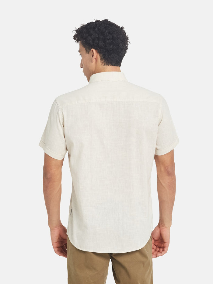 METTLE Men Solid Spread Collar Cotton Casual Shirt