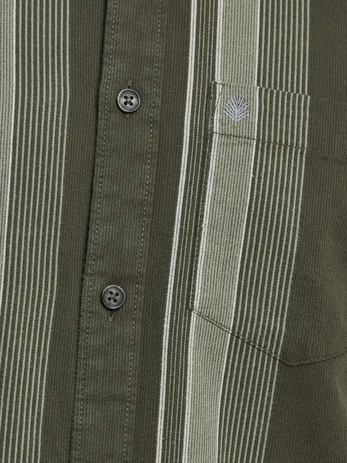 METTLE Men Spread Collar Vertical Striped Cotton Casual Shirt