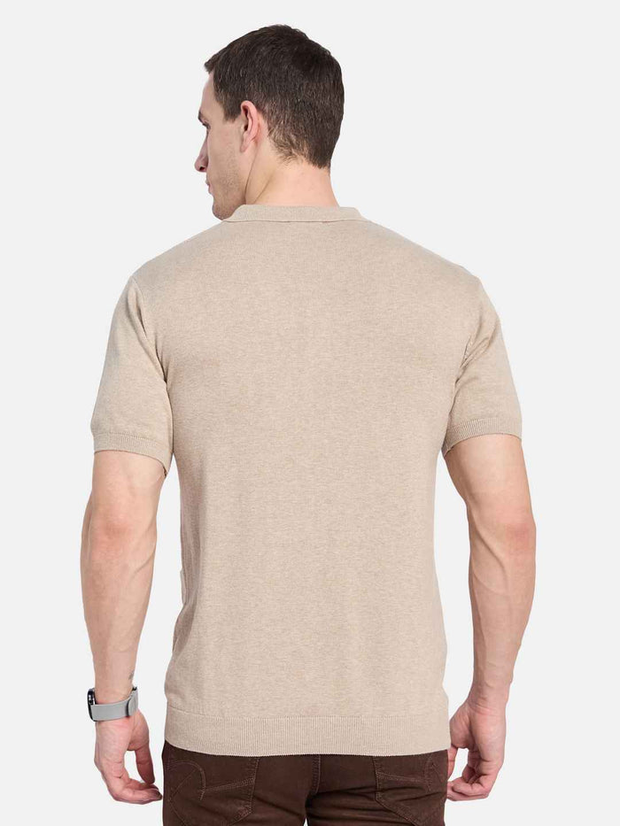 METTLE Men Striped Polo Collar T-shirt