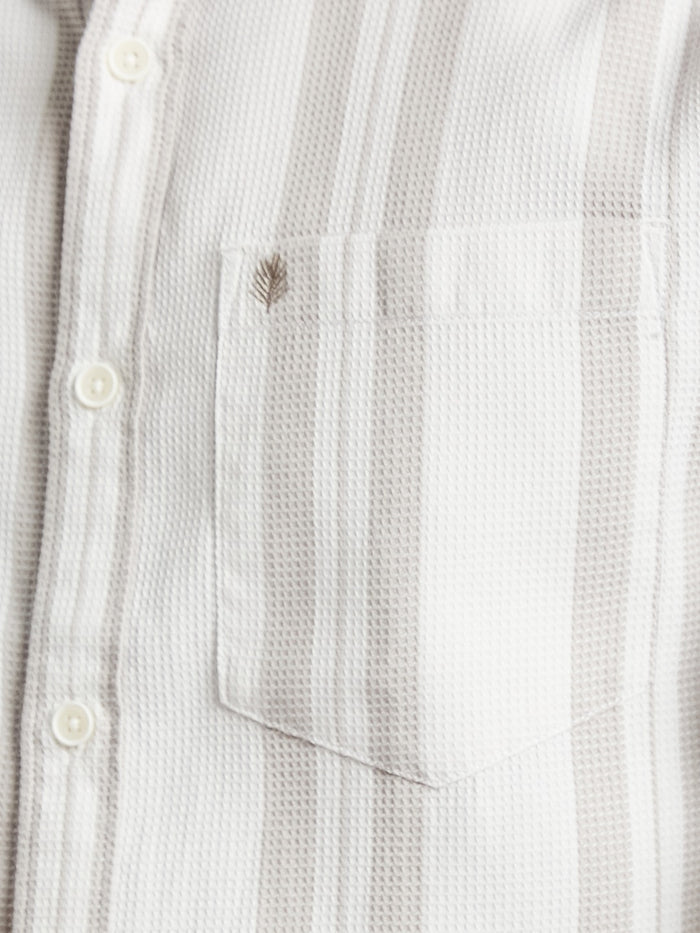 METTLE Men Vertical Striped Spread Collar Cotton Casual Shirt