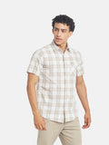 METTLE SS25 Checked Spread Collar Cotton Casual Shirt
