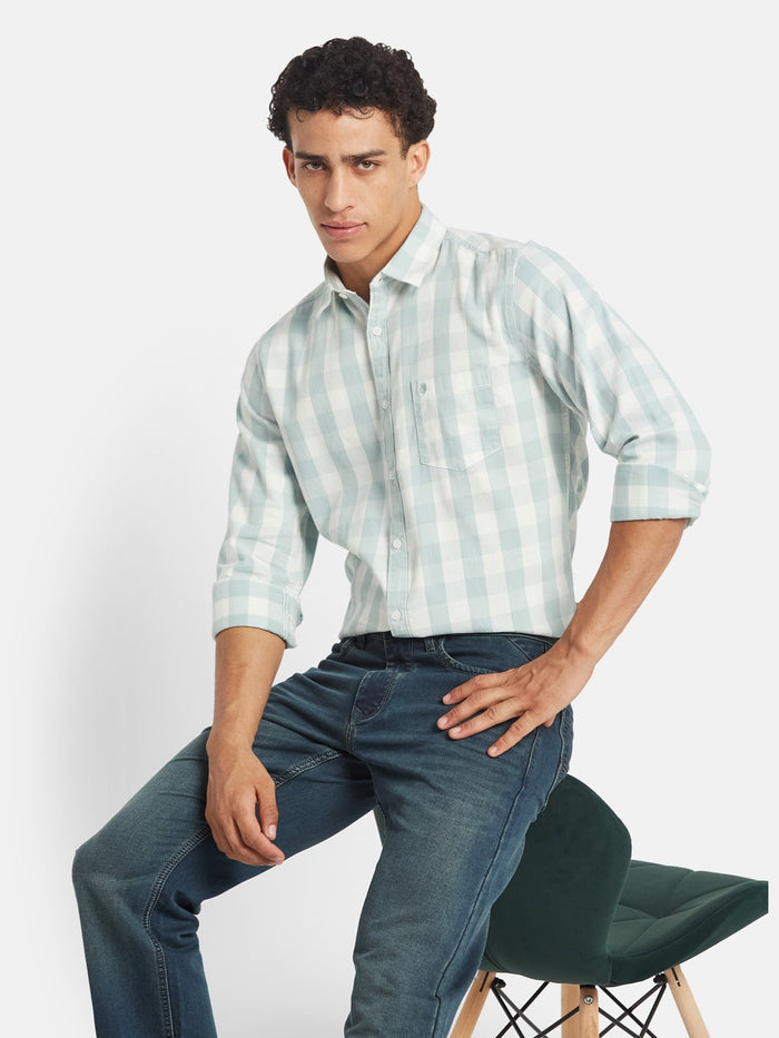 METTLE SS25 Checked Spread Collar Cotton Casual Shirt