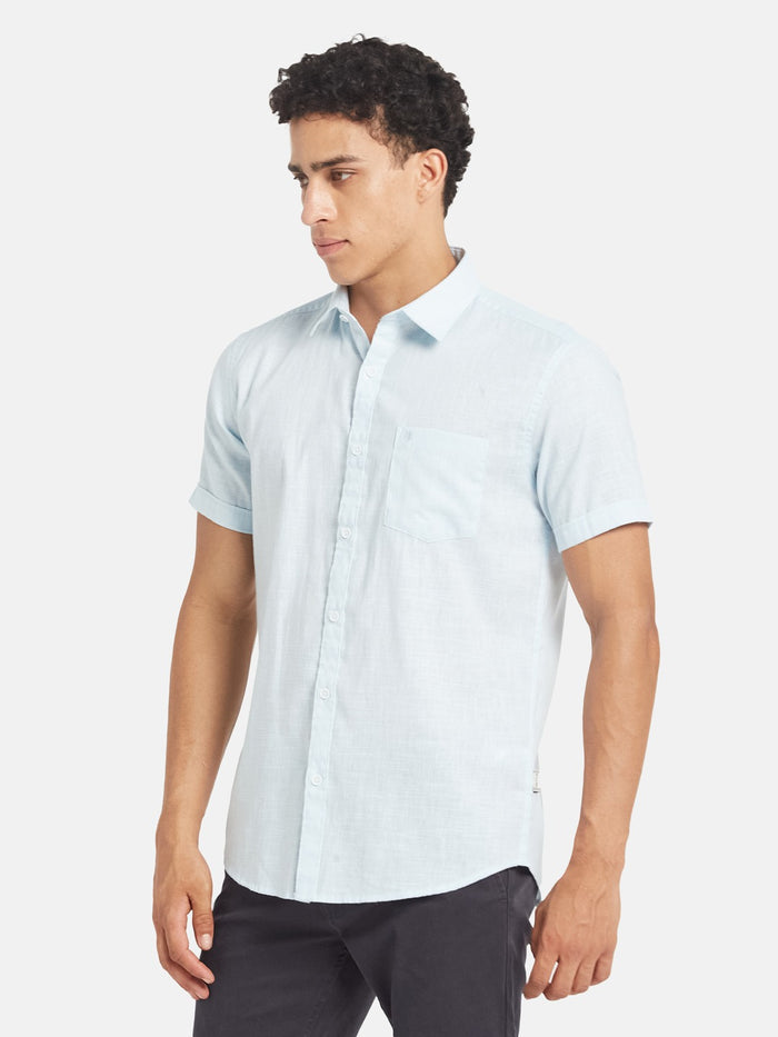 METTLE SS25 Spread Collar Cotton Casual Shirt