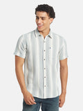 METTLE SS25 Vertical Striped Spread Collar Cotton Casual Shirt