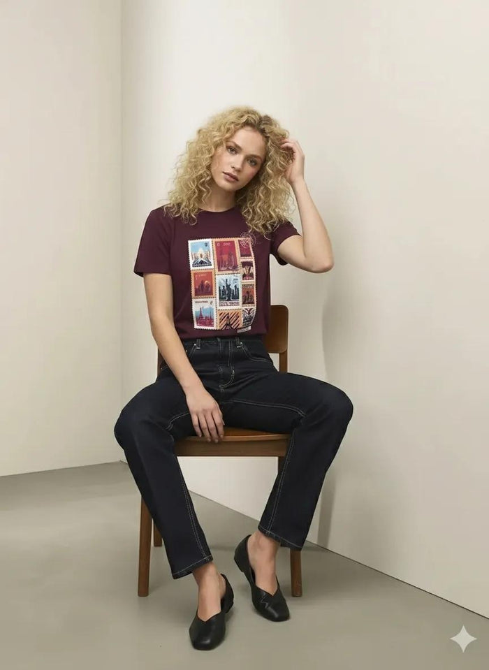 METTLE Wine Women Printed T-shirt
