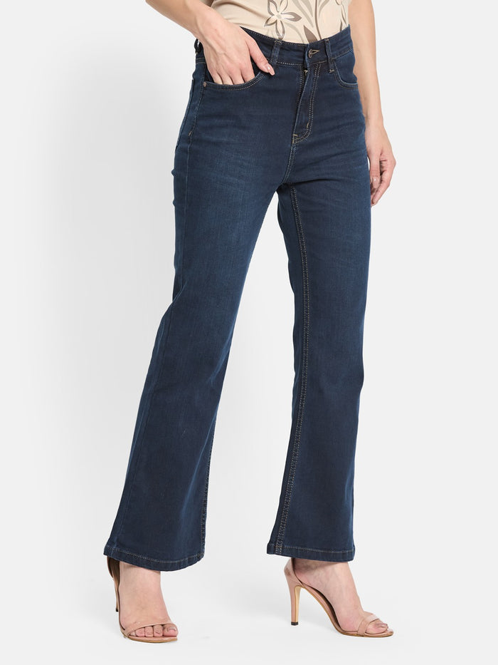 METTLE Women Bootcut Light Fade Stretchable Jeans