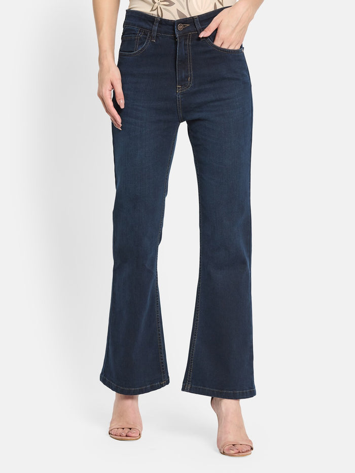 METTLE Women Bootcut Light Fade Stretchable Jeans