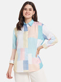 METTLE Women Checked Spread Collar Relaxed Fit Casual Shirt