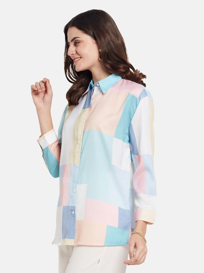 METTLE Women Checked Spread Collar Relaxed Fit Casual Shirt