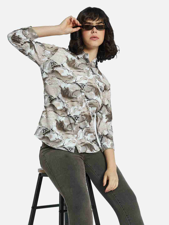 METTLE Women Floral Opaque Printed Casual Shirt