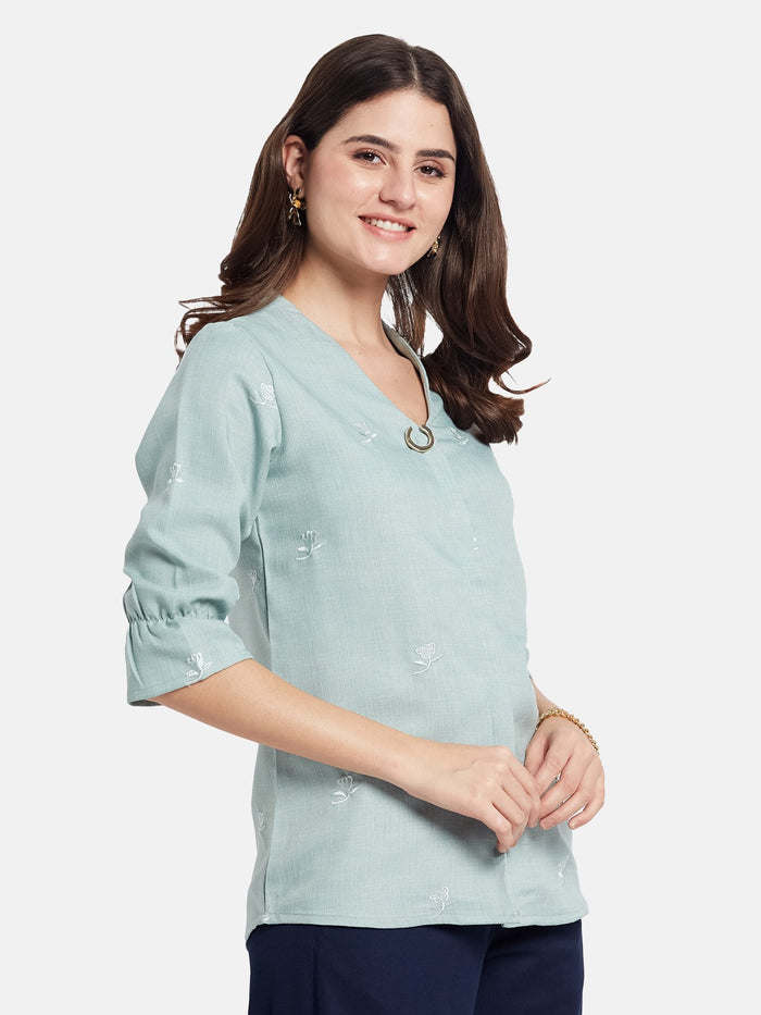 METTLE Women Floral Print Cotton Top