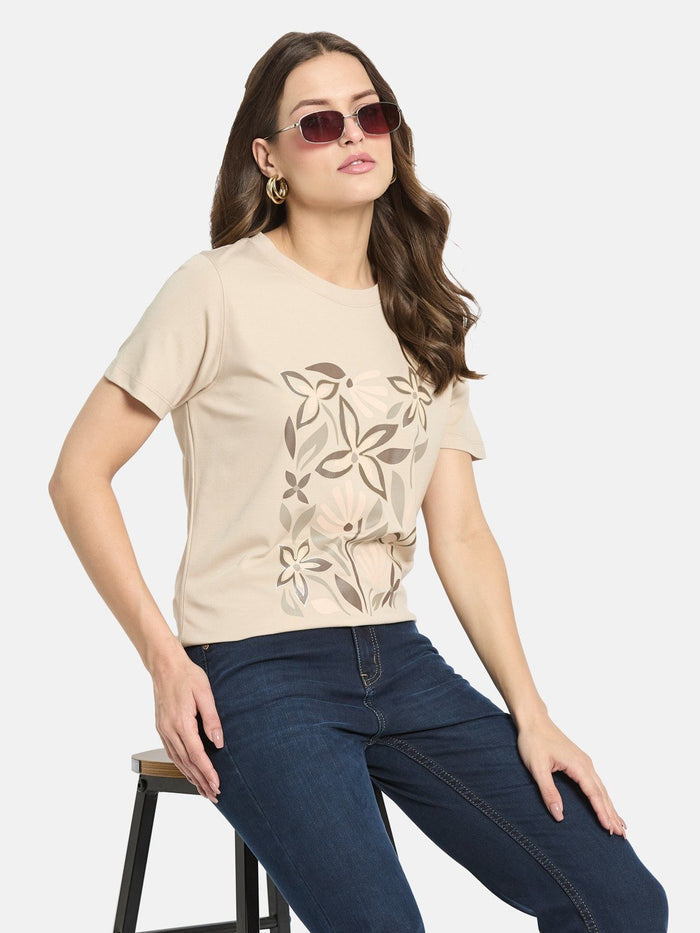 METTLE Women Floral Printed T-shirt