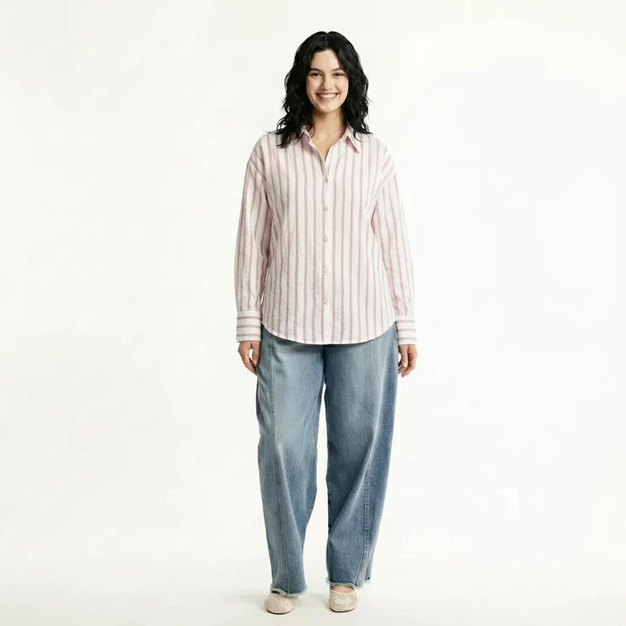 METTLE Women Pink Multi Stripes Striped Casual Shirt