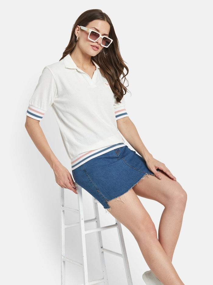 METTLE Women Polo Collar T-shirt