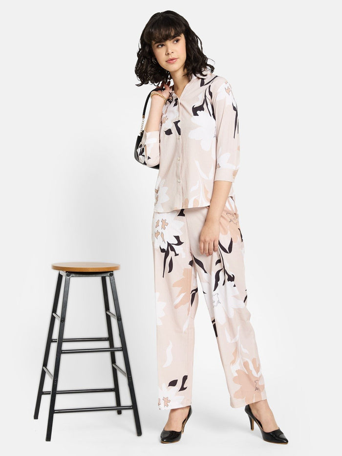 METTLE Women Printed Cotton Regular Fit Mid-Rise Regular Trousers