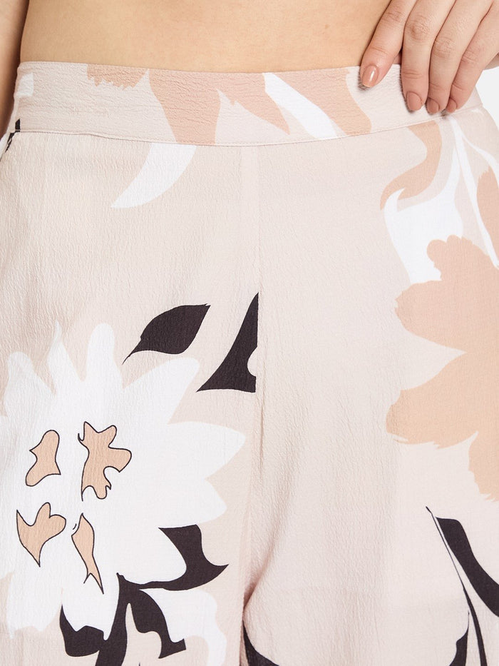 METTLE Women Printed Cotton Regular Fit Mid-Rise Regular Trousers