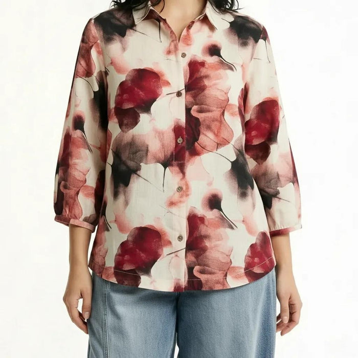 METTLE Women Rose Floral Printed Casual Shirt