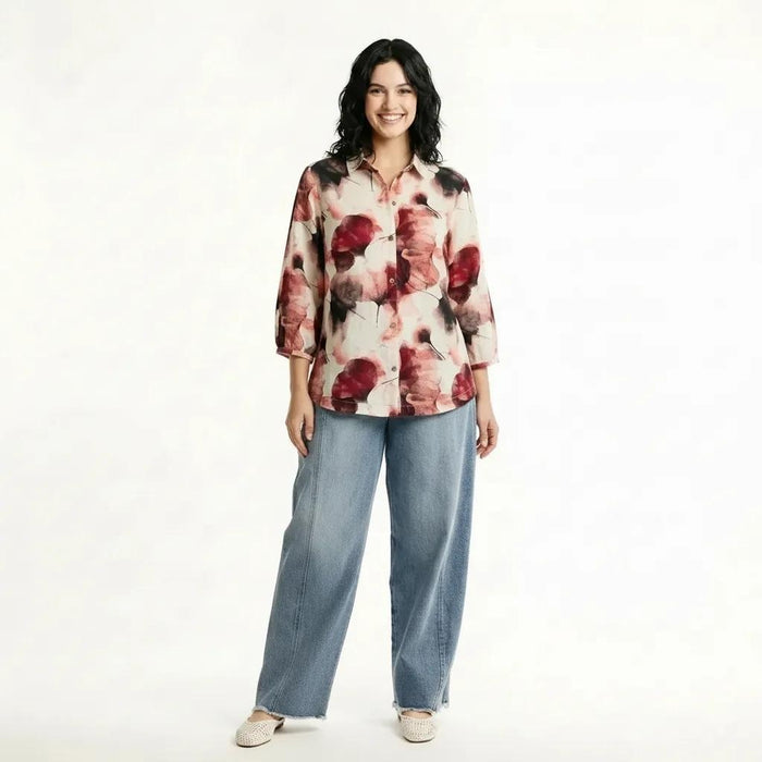 METTLE Women Rose Floral Printed Casual Shirt