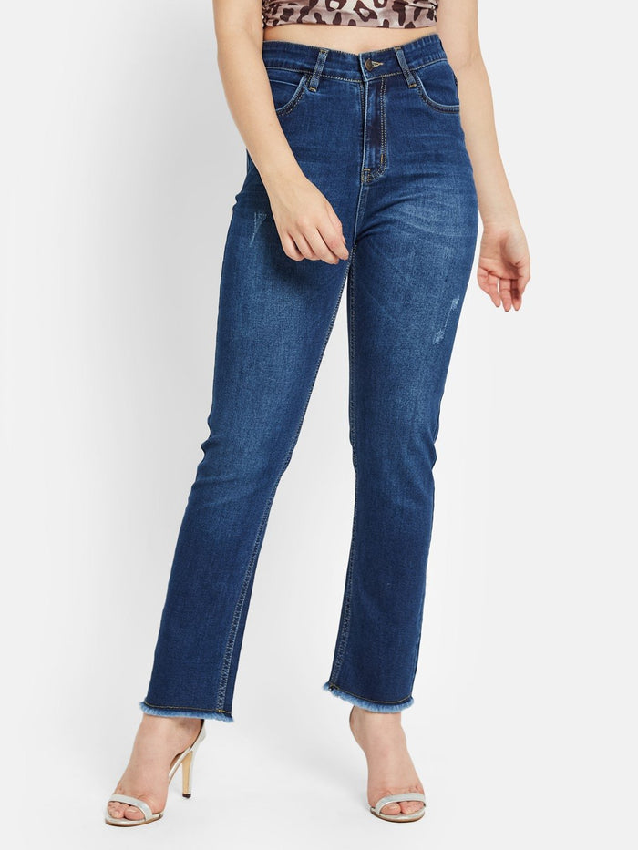 METTLE Women Straight Fit Light Fade Mid-Rise Stretchable Jeans