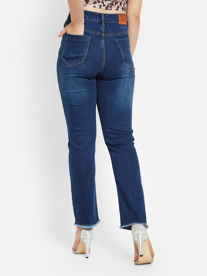 METTLE Women Straight Fit Light Fade Mid-Rise Stretchable Jeans