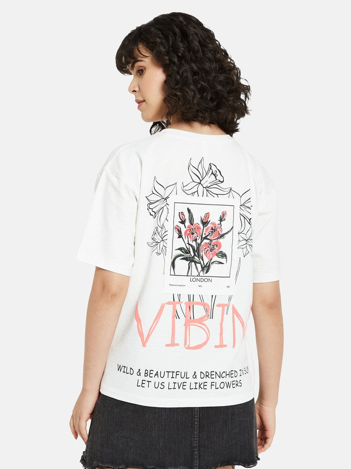 METTLE Women Typography Printed Round Neck Cotton T-shirt