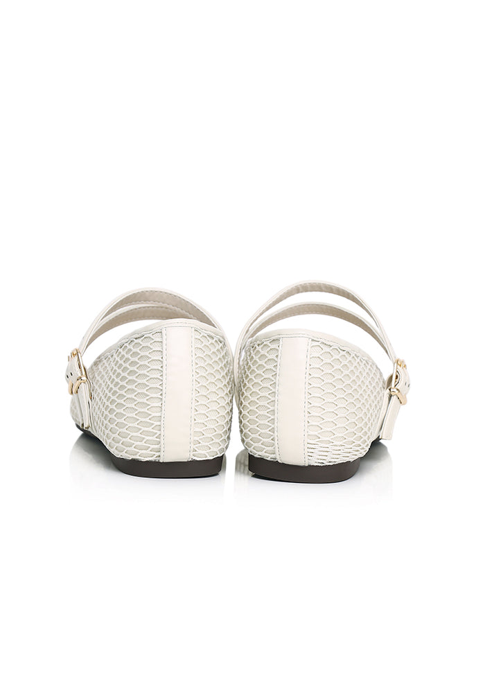 Mila Double Strap Ballerina & Flats (White)