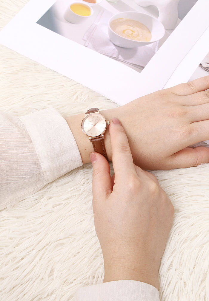 Miller Leather Strap Analog Watch (Brown)