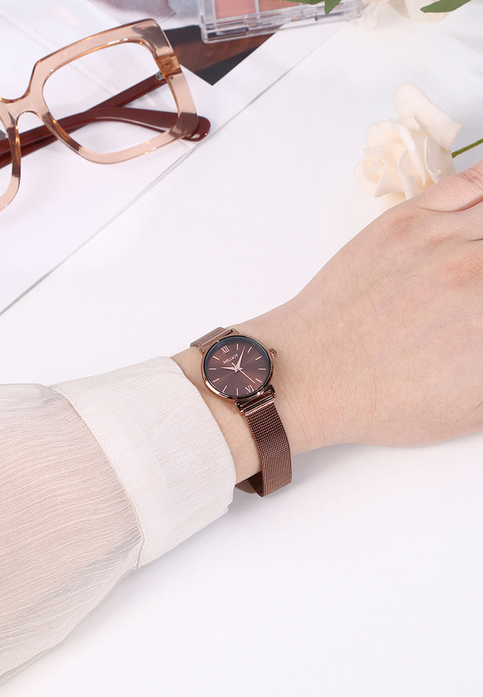 Miller Mesh Strap Analog Watch (Coffee)