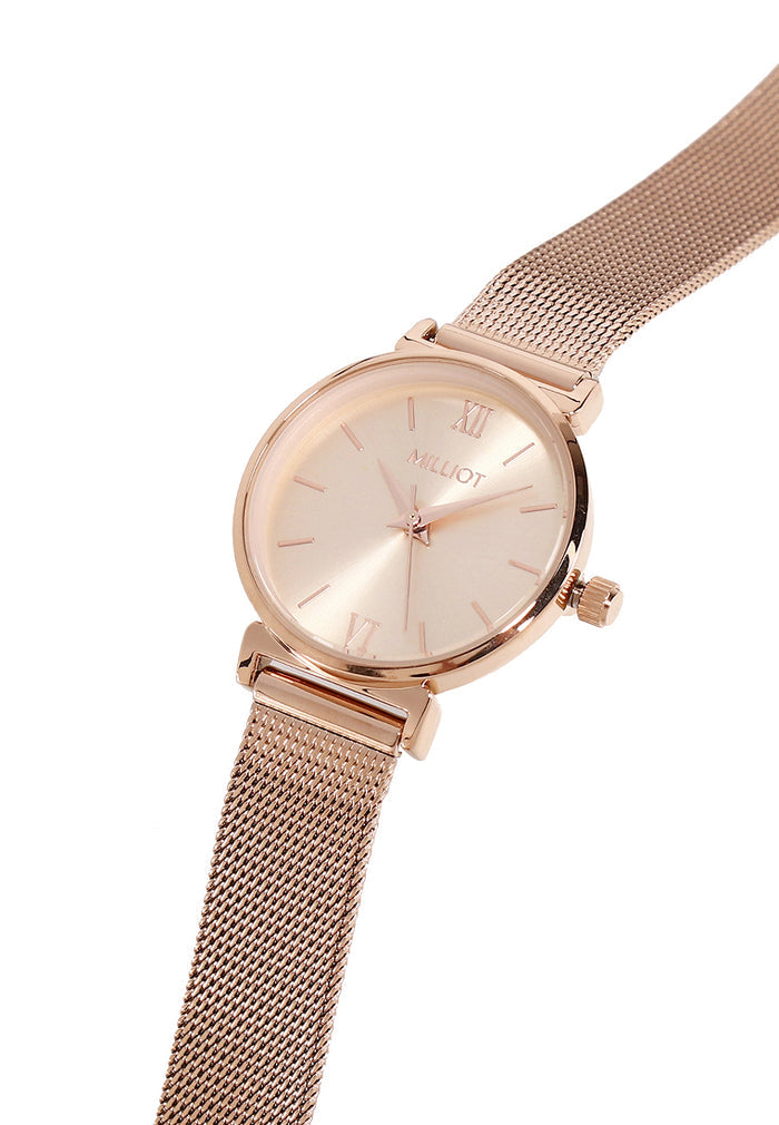 Miller Mesh Strap Analog Watch (Rose Gold)
