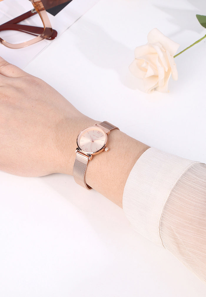 Miller Mesh Strap Analog Watch (Rose Gold)