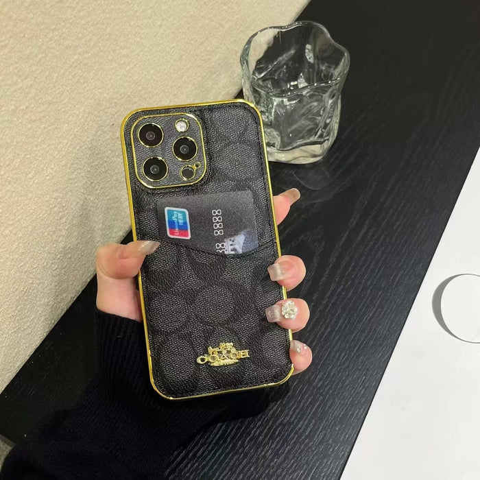 Monogram Phone Case with Gold Accents and Card Holder