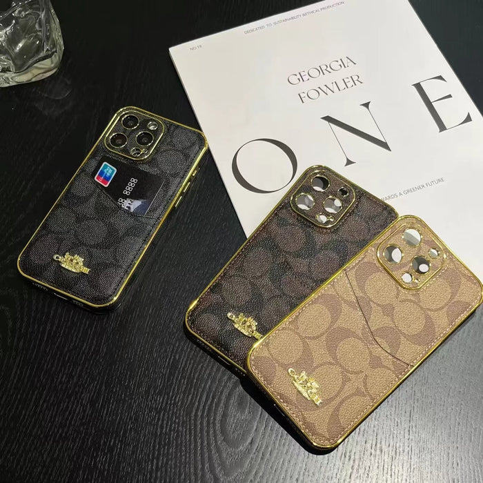 Monogram Phone Case with Gold Accents and Card Holder