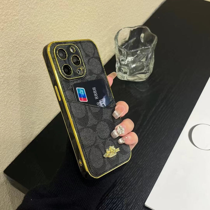 Monogram Phone Case with Gold Accents and Card Holder