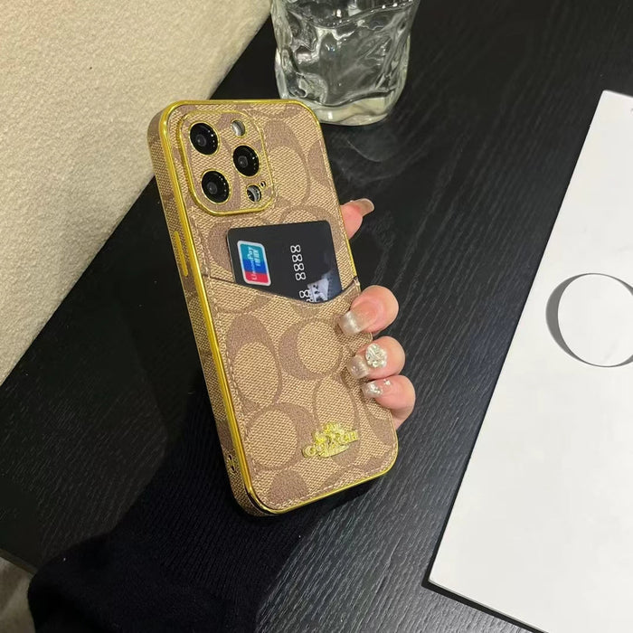 Monogram Phone Case with Gold Accents and Card Holder